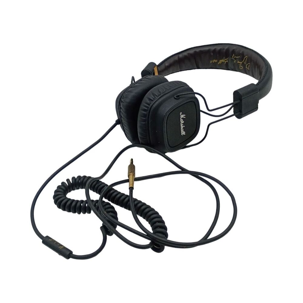 Marshall Major On-Ear Wired Headphones Black Coiled Cable w/ Mic 3.5mm Tested